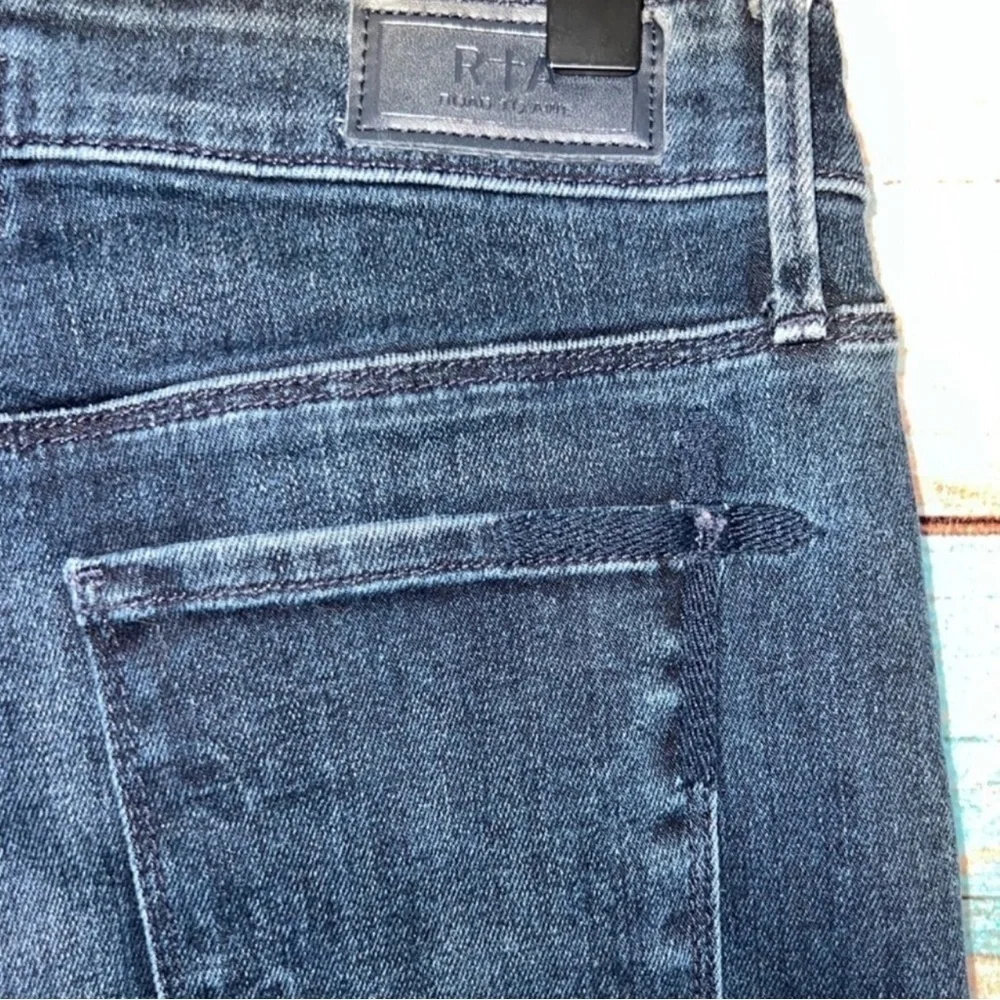 RtA Alexa Dark Wash Ankle Zip Crop Skinny Jeans 24 Edgy Streetwear Designer